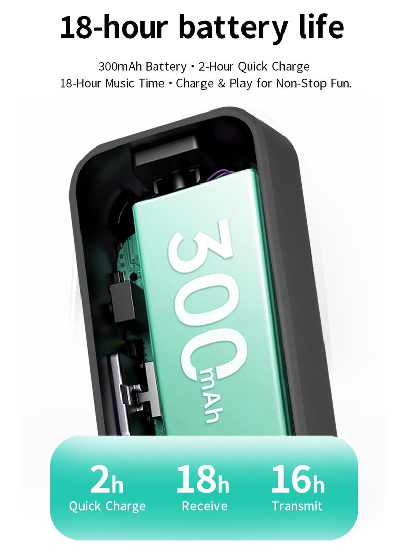  أورا سيليكت جهاز إرسال واستقبال صوت Bluetooth 6.0 بلوتوث 6.0 2 في 1، محول Aux مقاس 3.5 مم، وصلة مزدوجة، بطارية 18 ساعة، للتلفزيون/جهاز كمبيوتر شخصي/سيارة إلى سماعات رأس/مكبرات صوت لاسلكية - Image 3